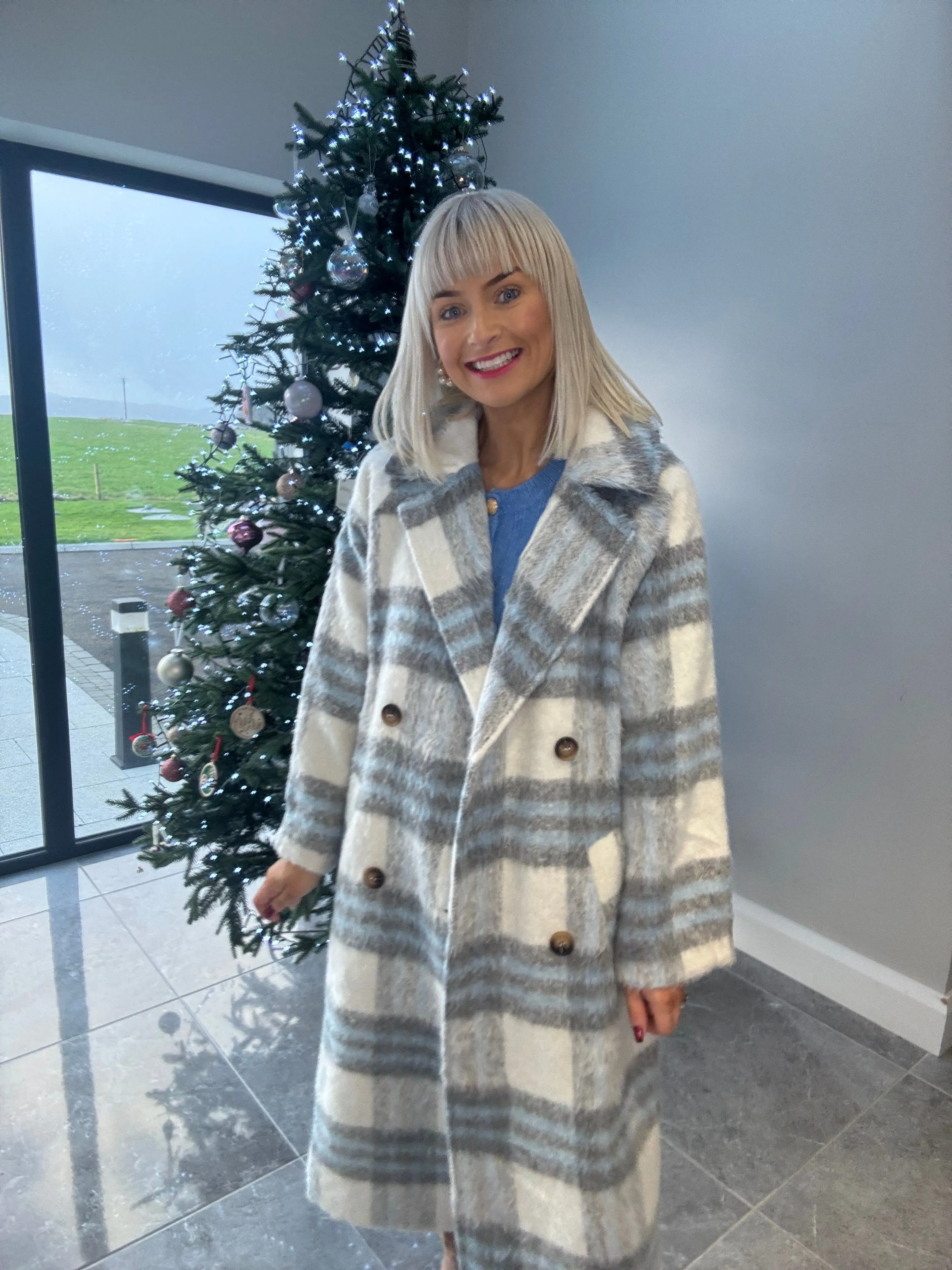 Abbie Coat Grey/Blue