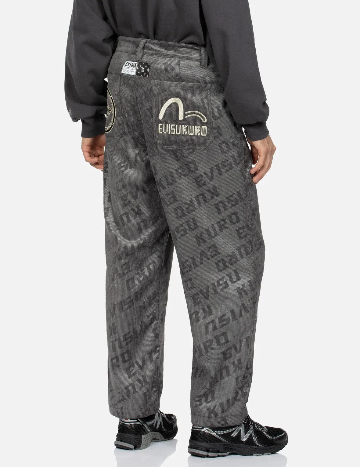 Allover Monogram Embossing Wide-leg Corduroy Pants