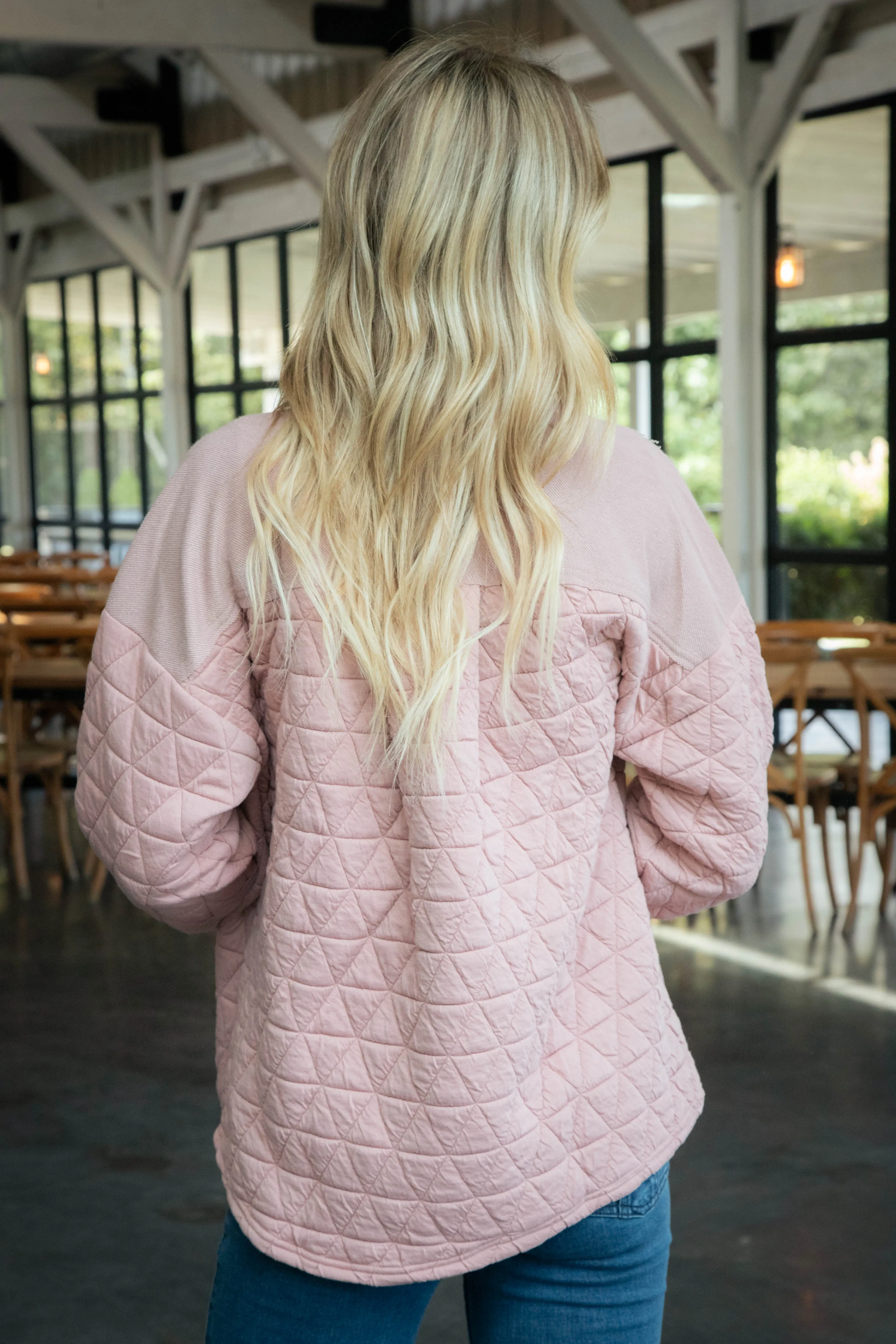 Asha Quilted Shacket, Blush