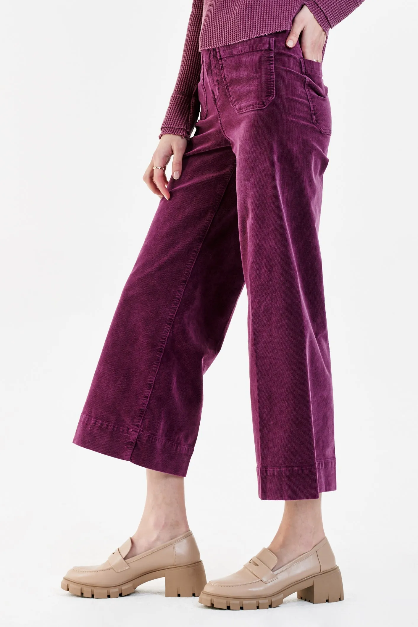 AUDREY SUPER HIGH RISE CROPPED WIDE LEG PANTS PURPLE POTION