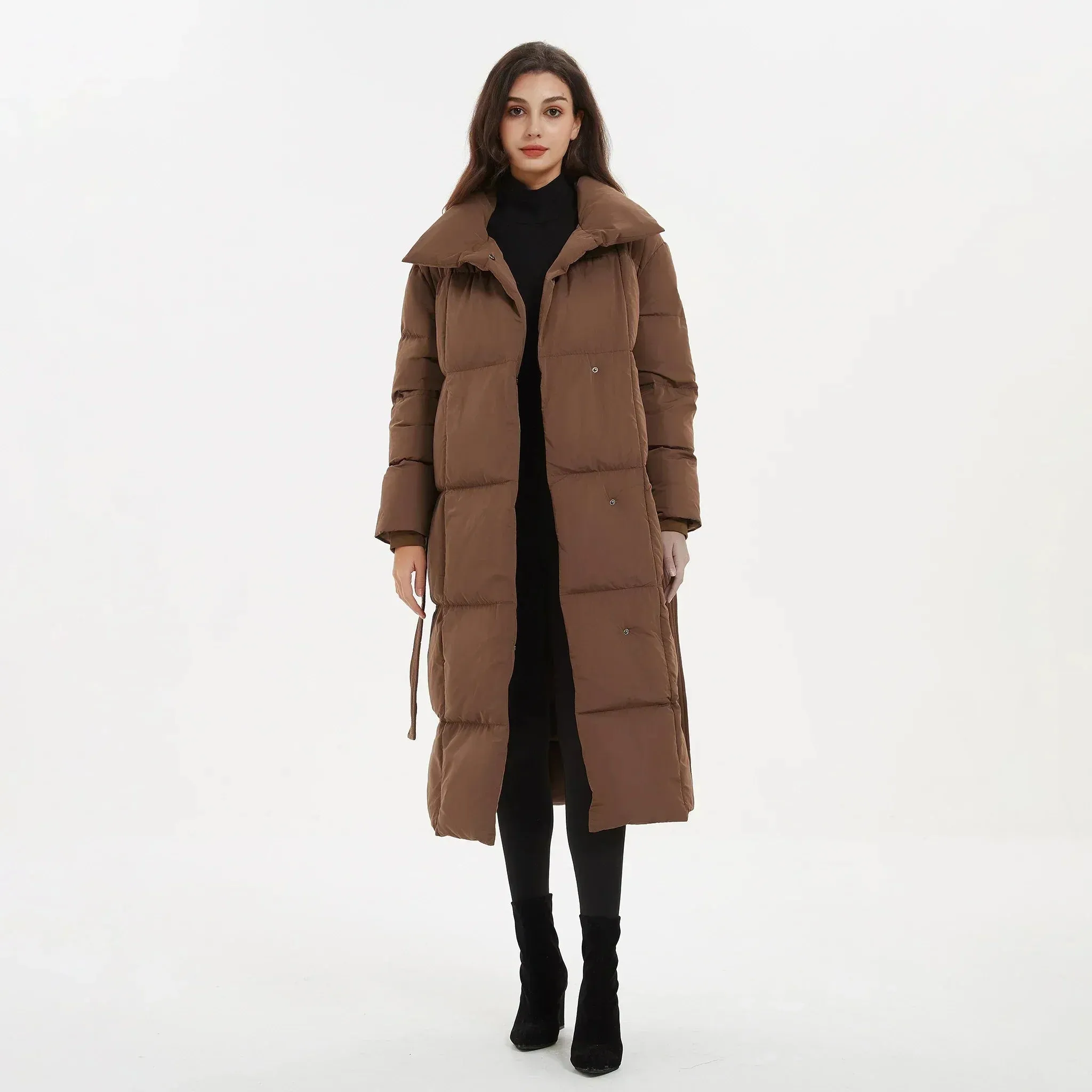 Belted Long Puffer Coat