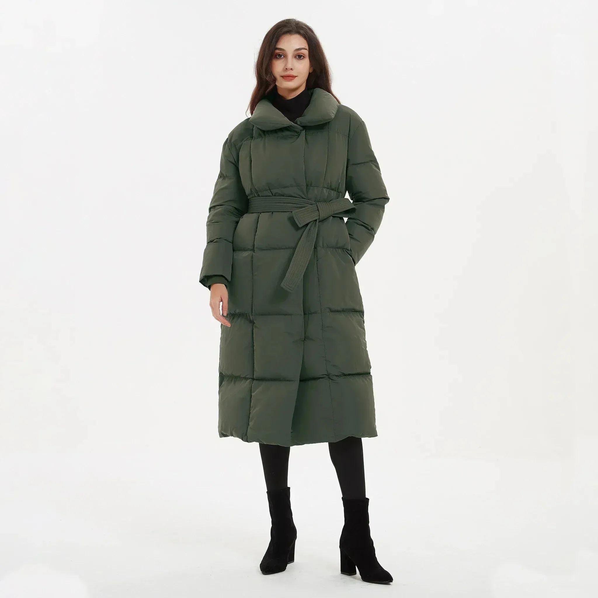 Belted Long Puffer Coat