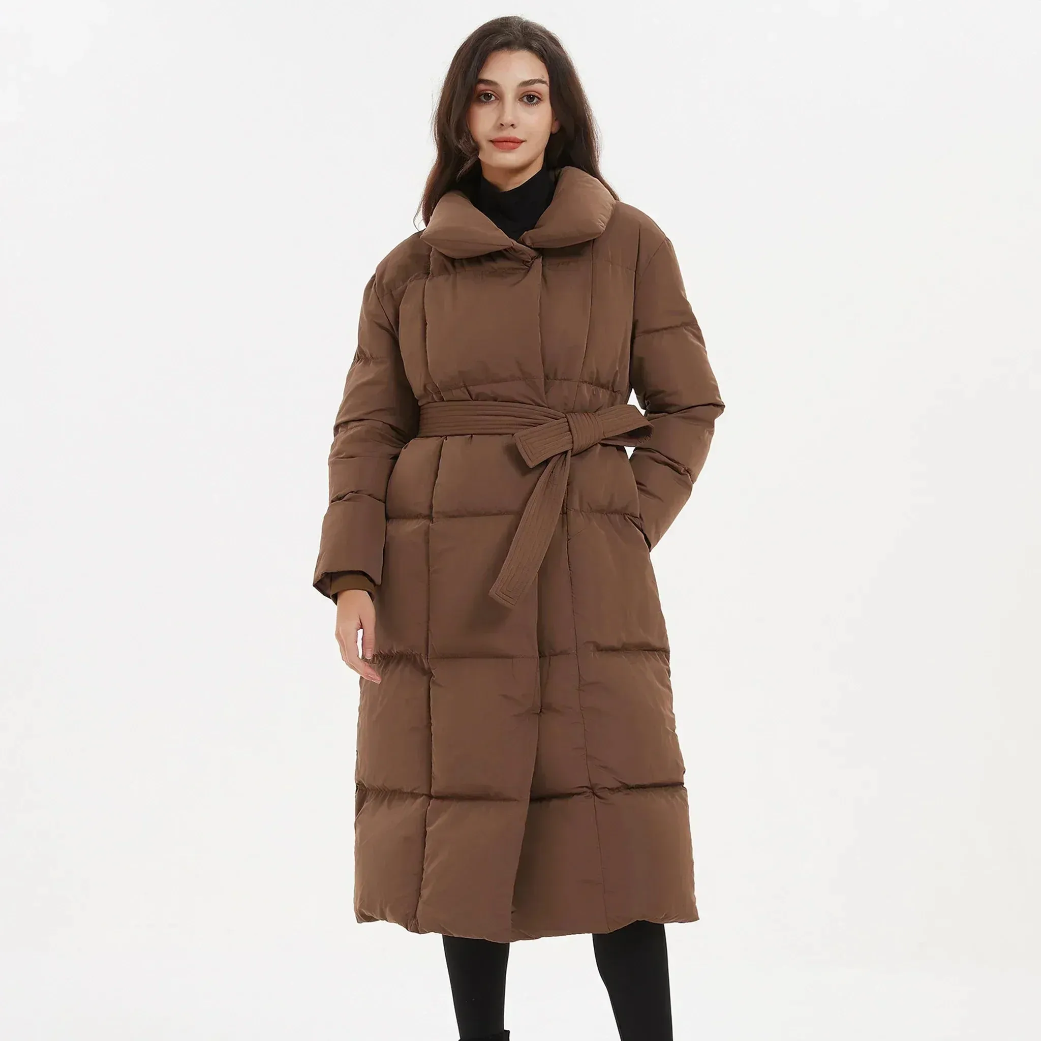 Belted Long Puffer Coat