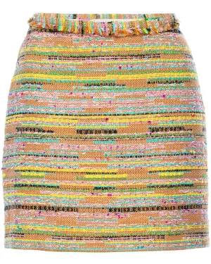 Bright Multicolor Tweed Beach Mini Skirt