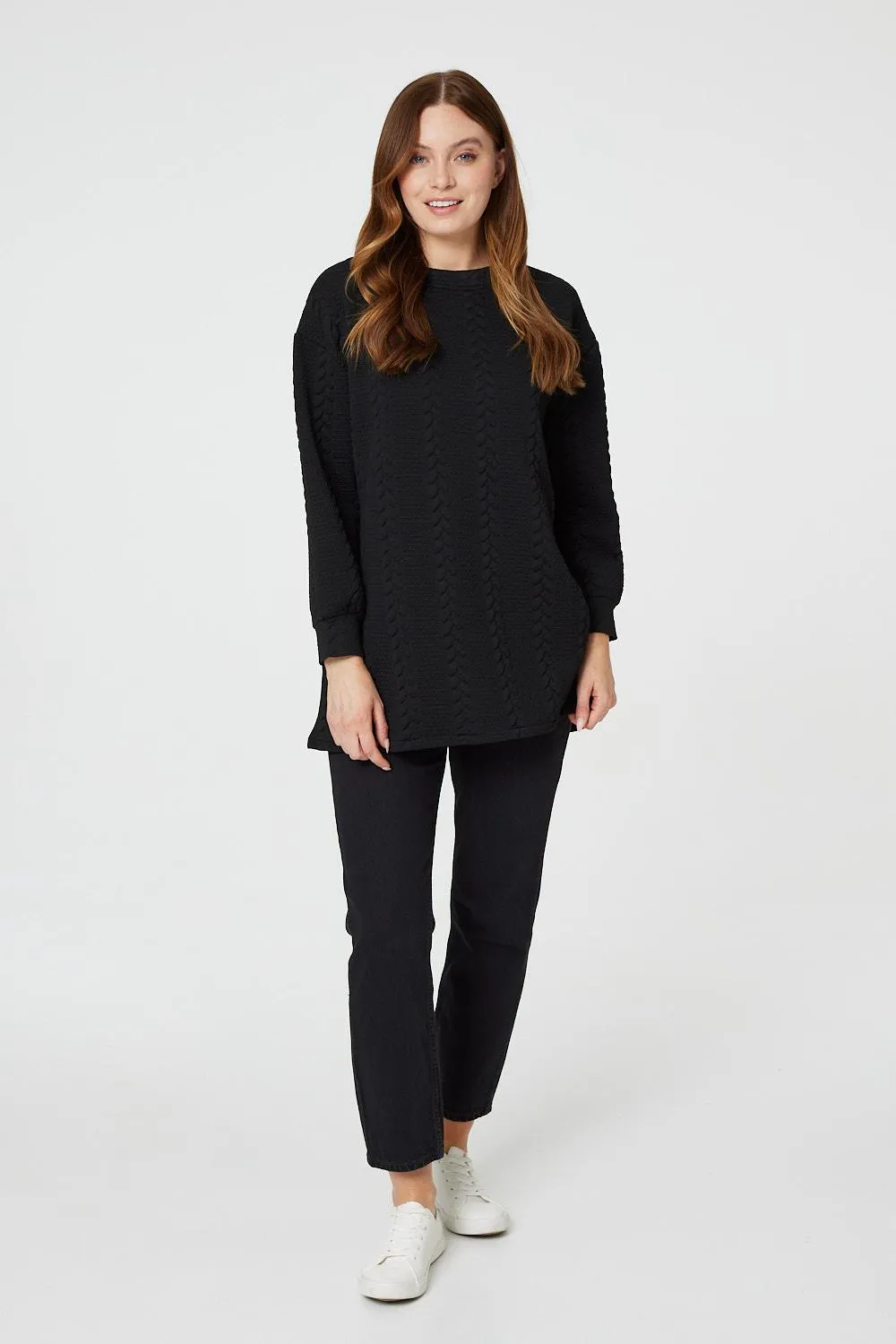 Cable Knit Longline Relaxed Jumper