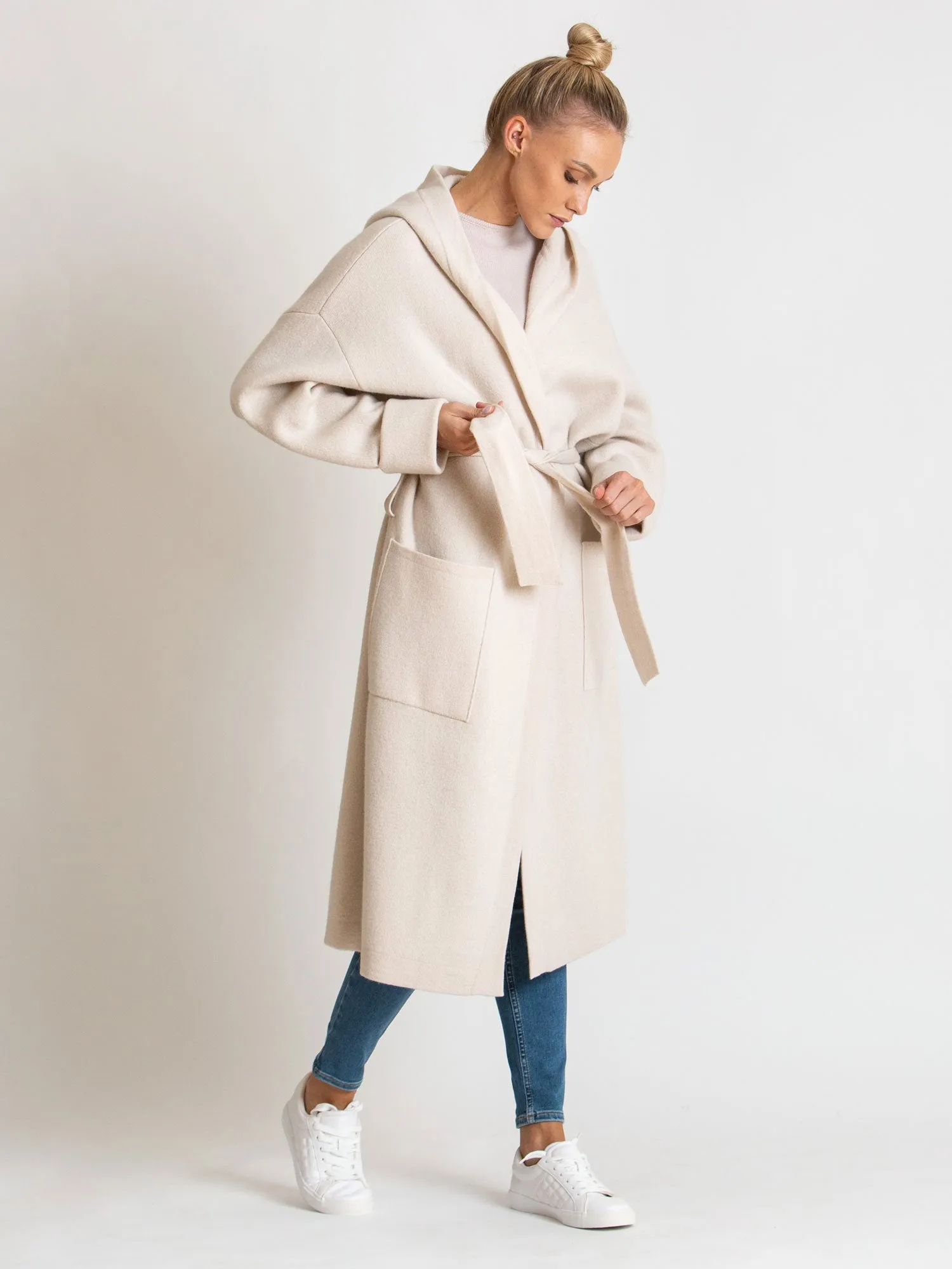 Cashmere coat "Nora" - pearl