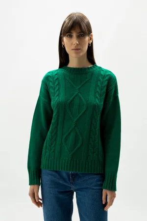 CASHMERE MIX CABLE KNIT SWEATER