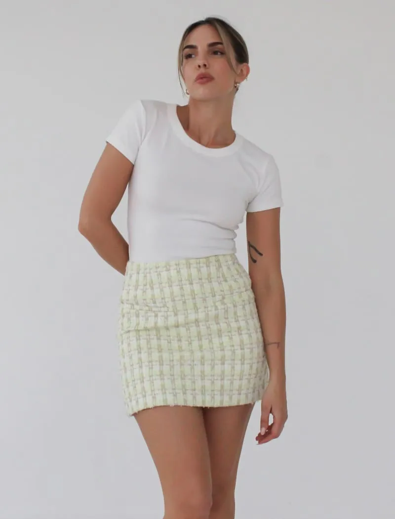 Coco Mini Skirt | Limon Shimmer Tweed