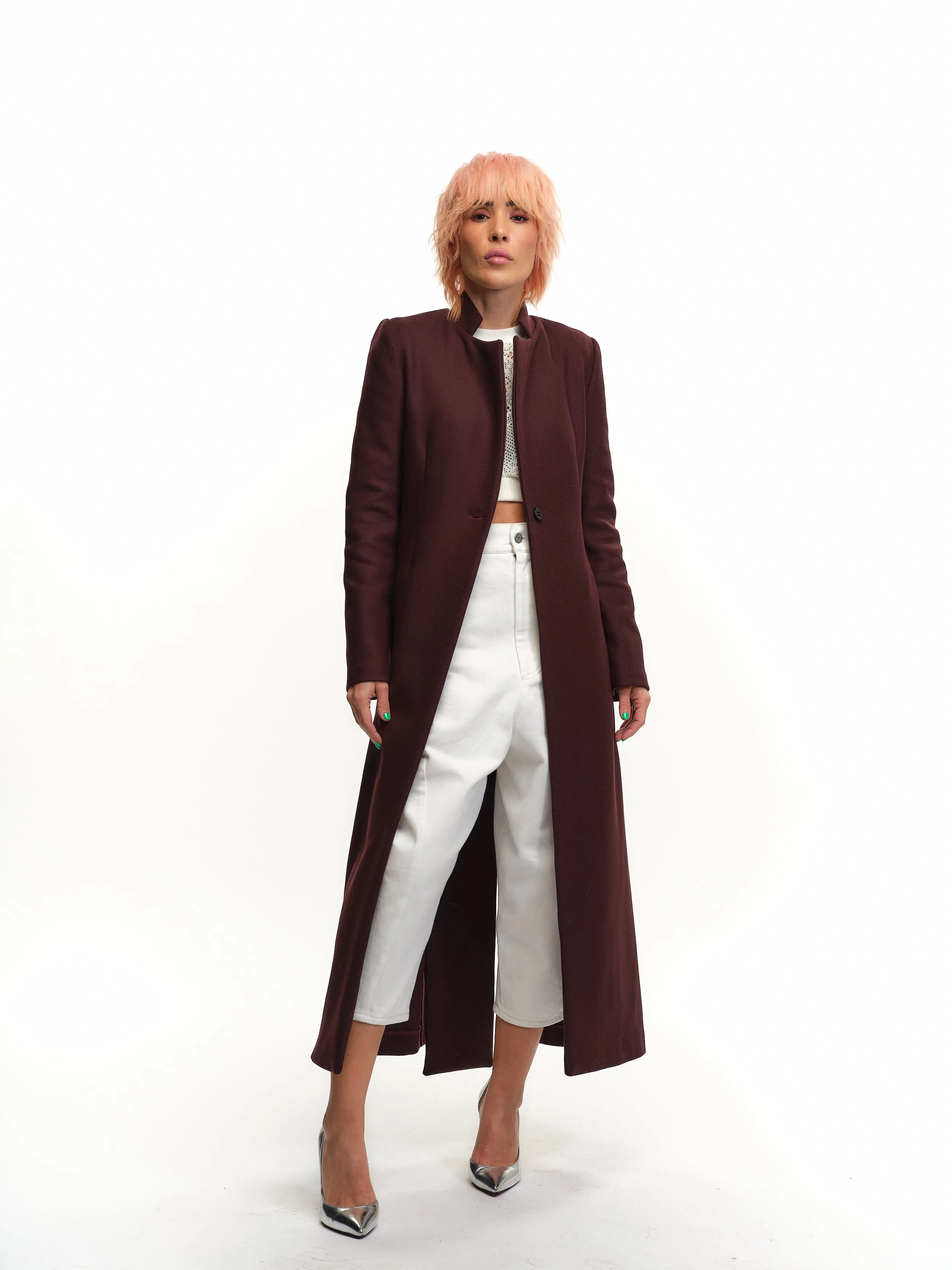 Cutout-Detailed Wool-Blend Coat