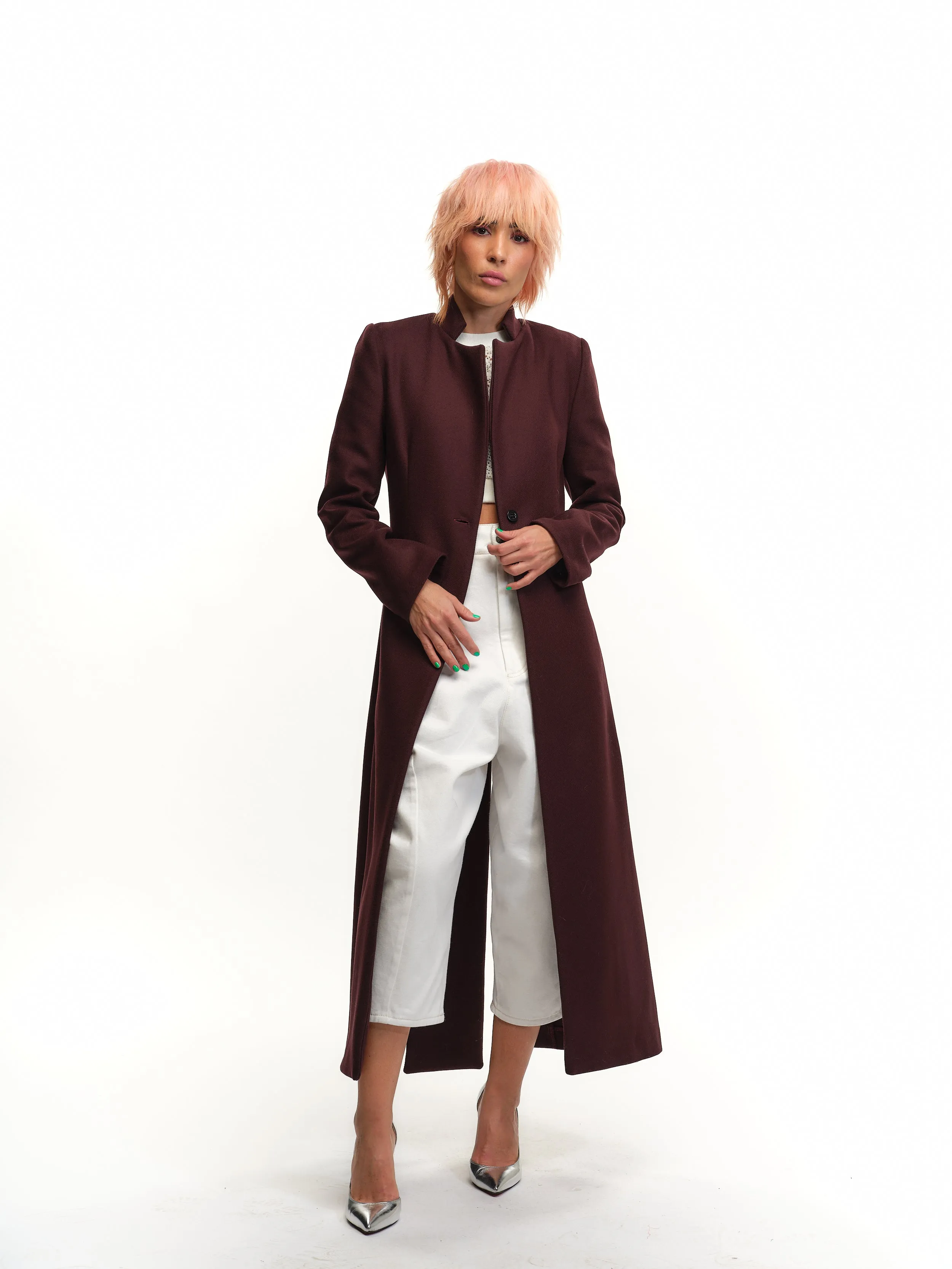 Cutout-Detailed Wool-Blend Coat