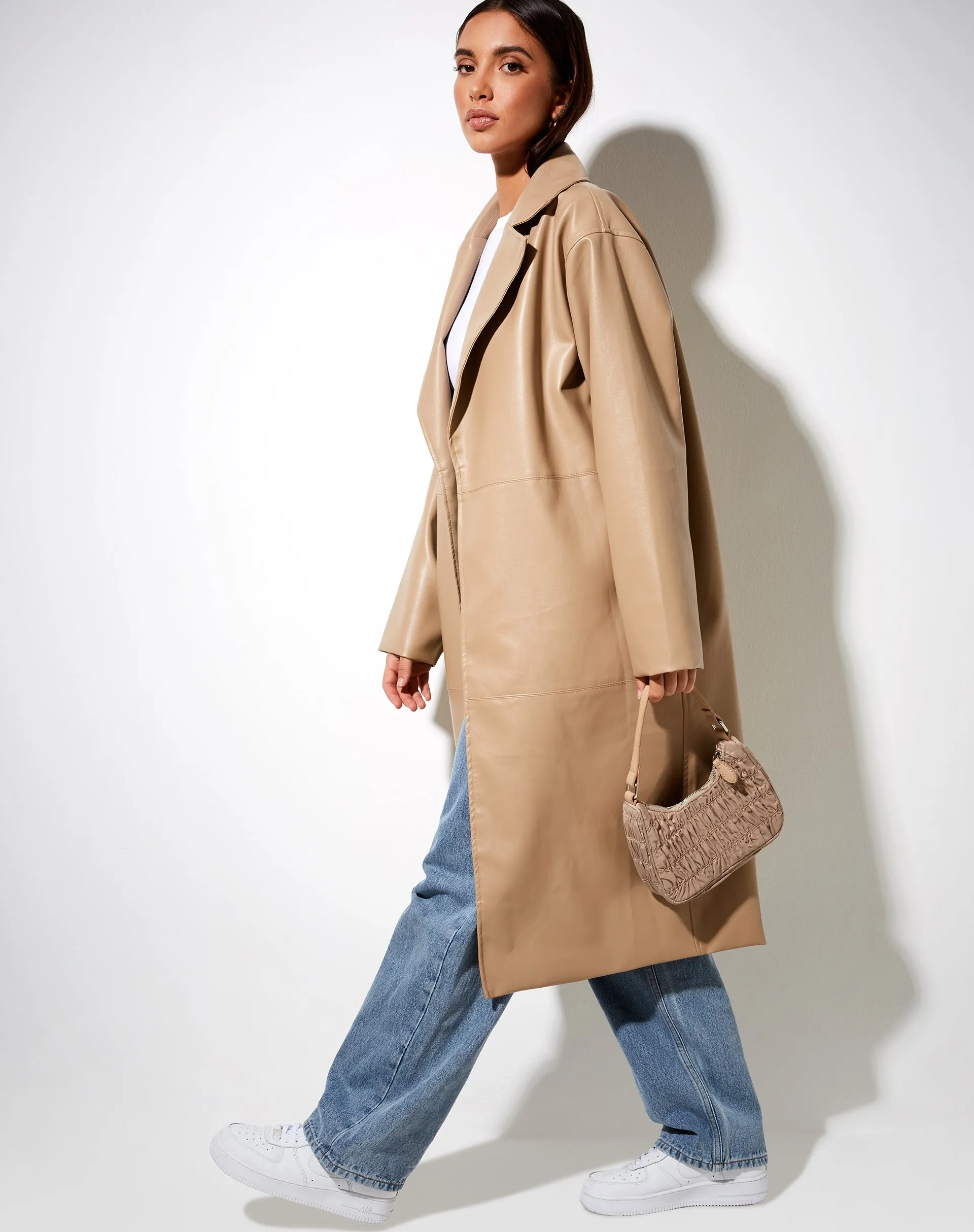 Duster Coat in PU Tan