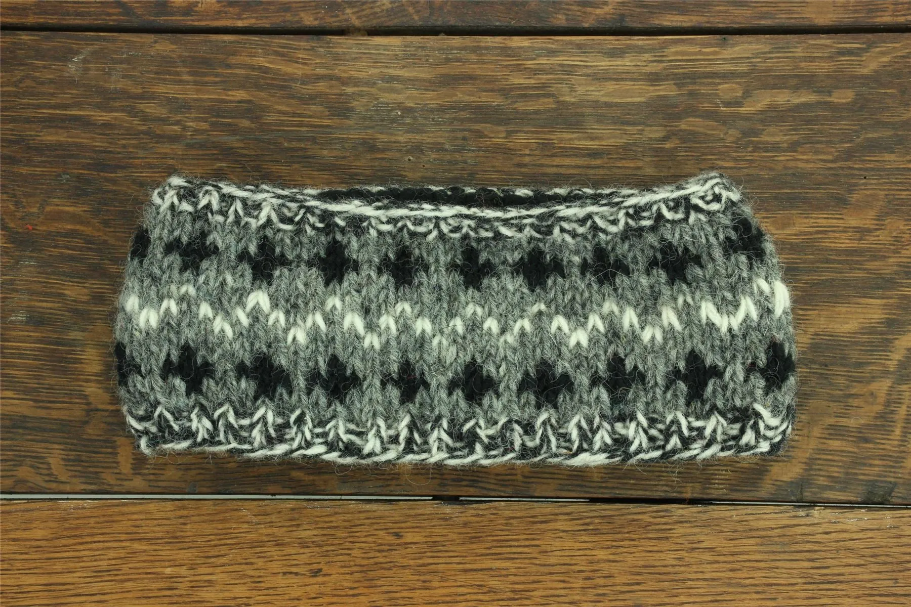 Hand Knitted Wool Headband  - 17 Grey