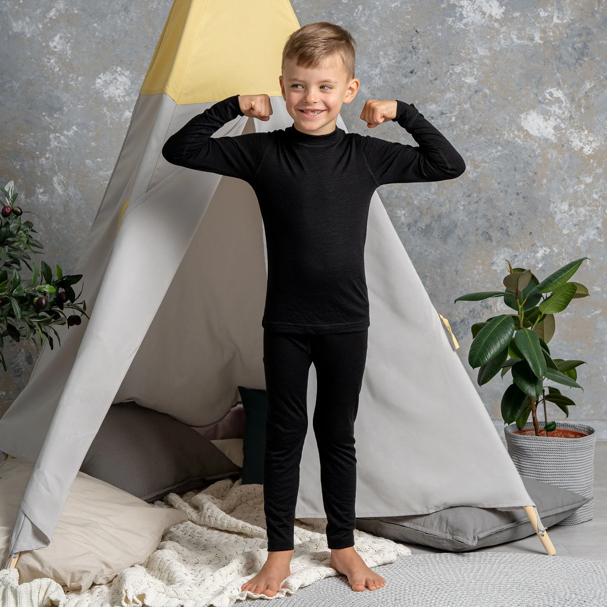 Kids' 160 Merino Pants Black