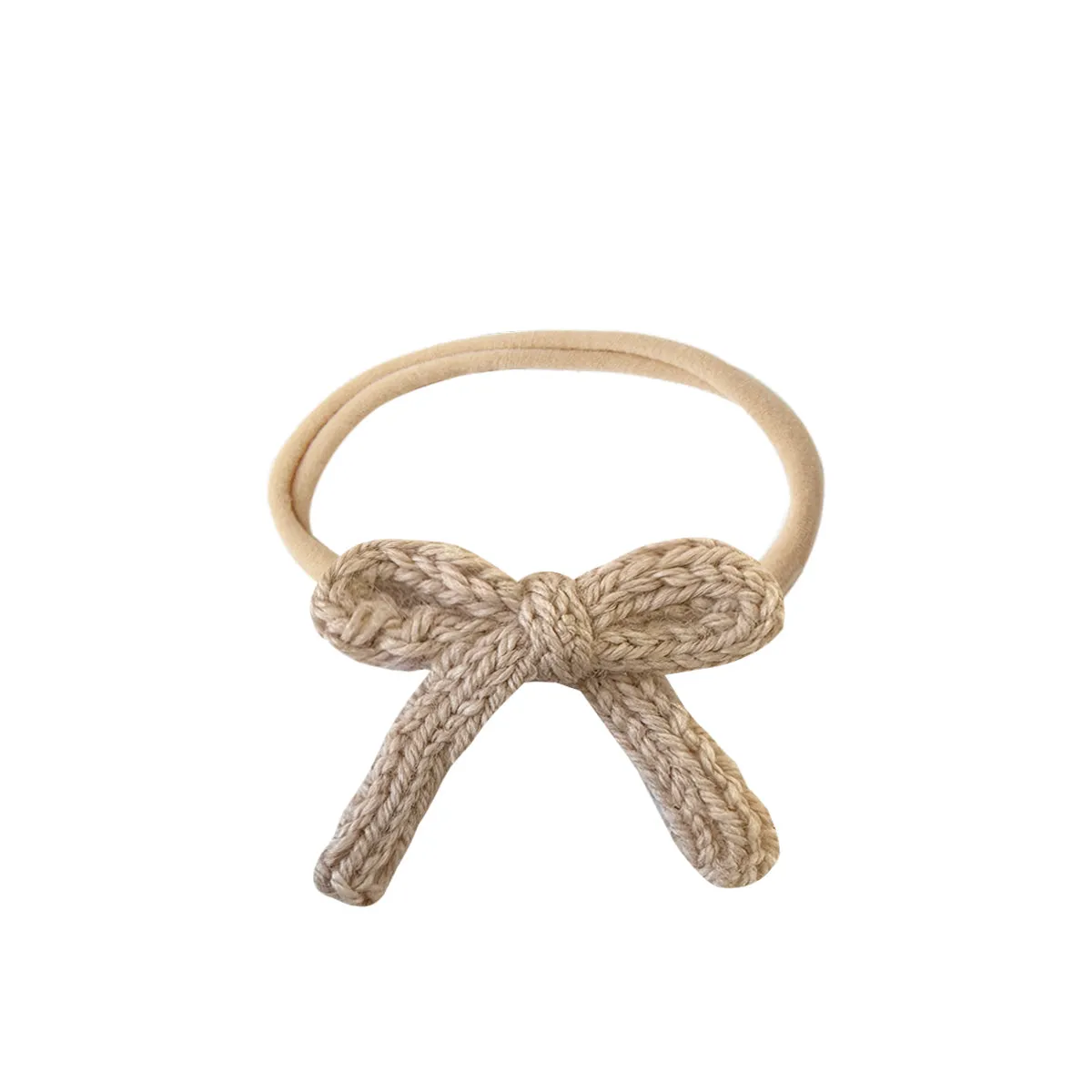 Knit Bow Headband - almond