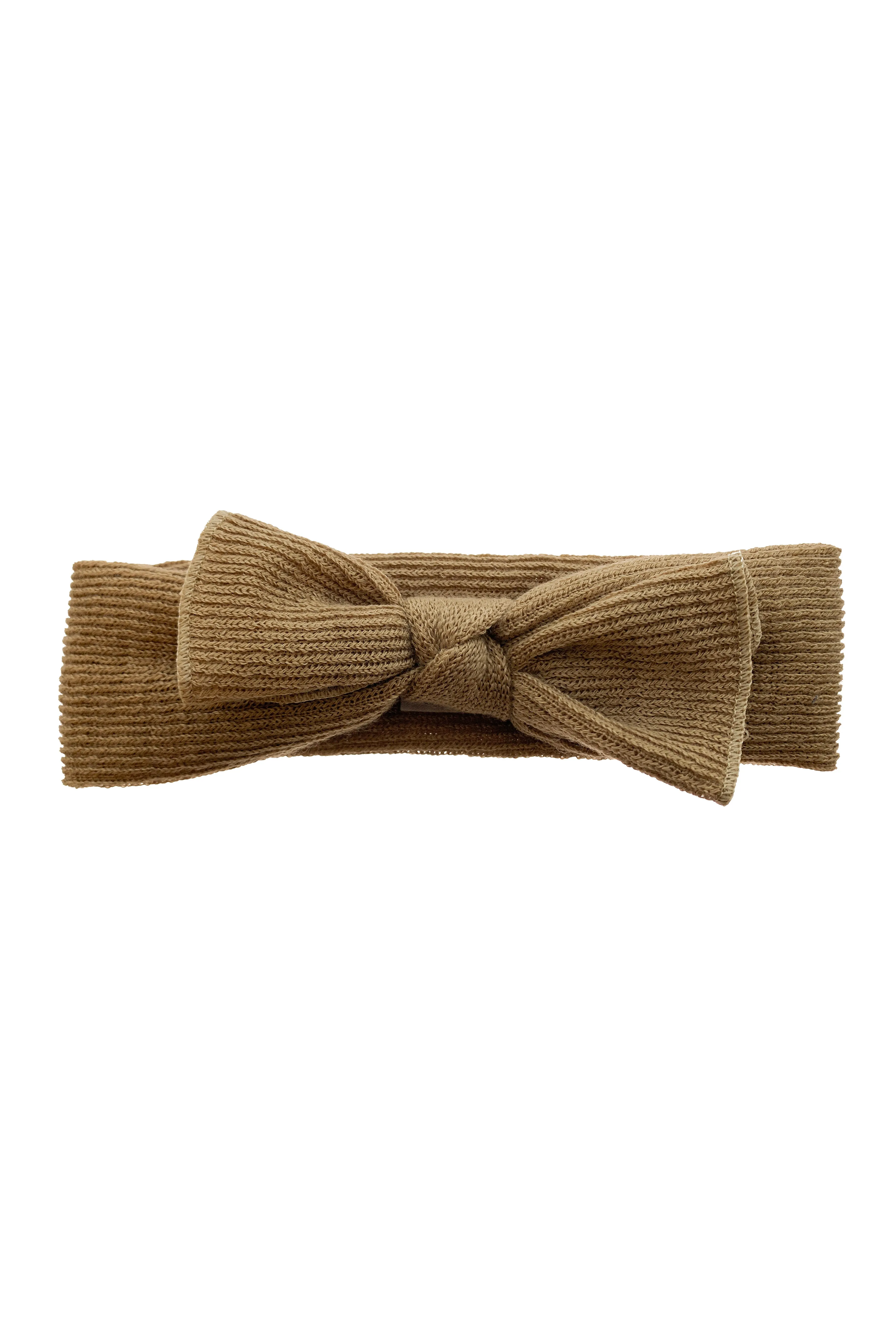 Knitted Bow Wrap - Camel