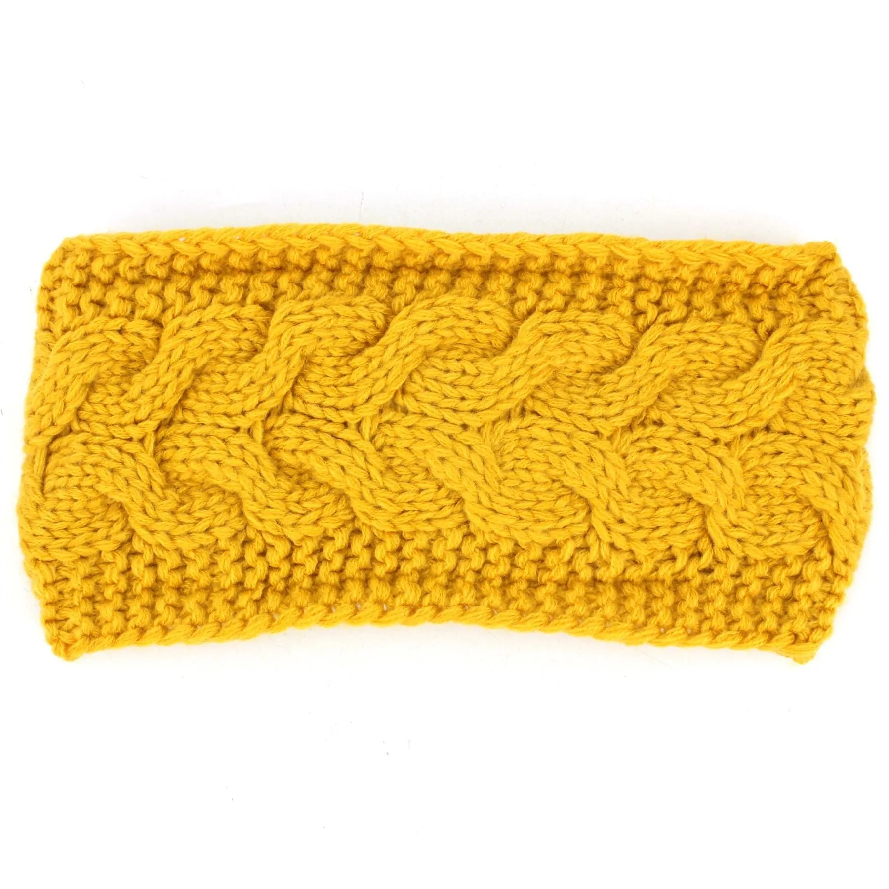 Knitted Bowknot Ribbed Headband - Mustard