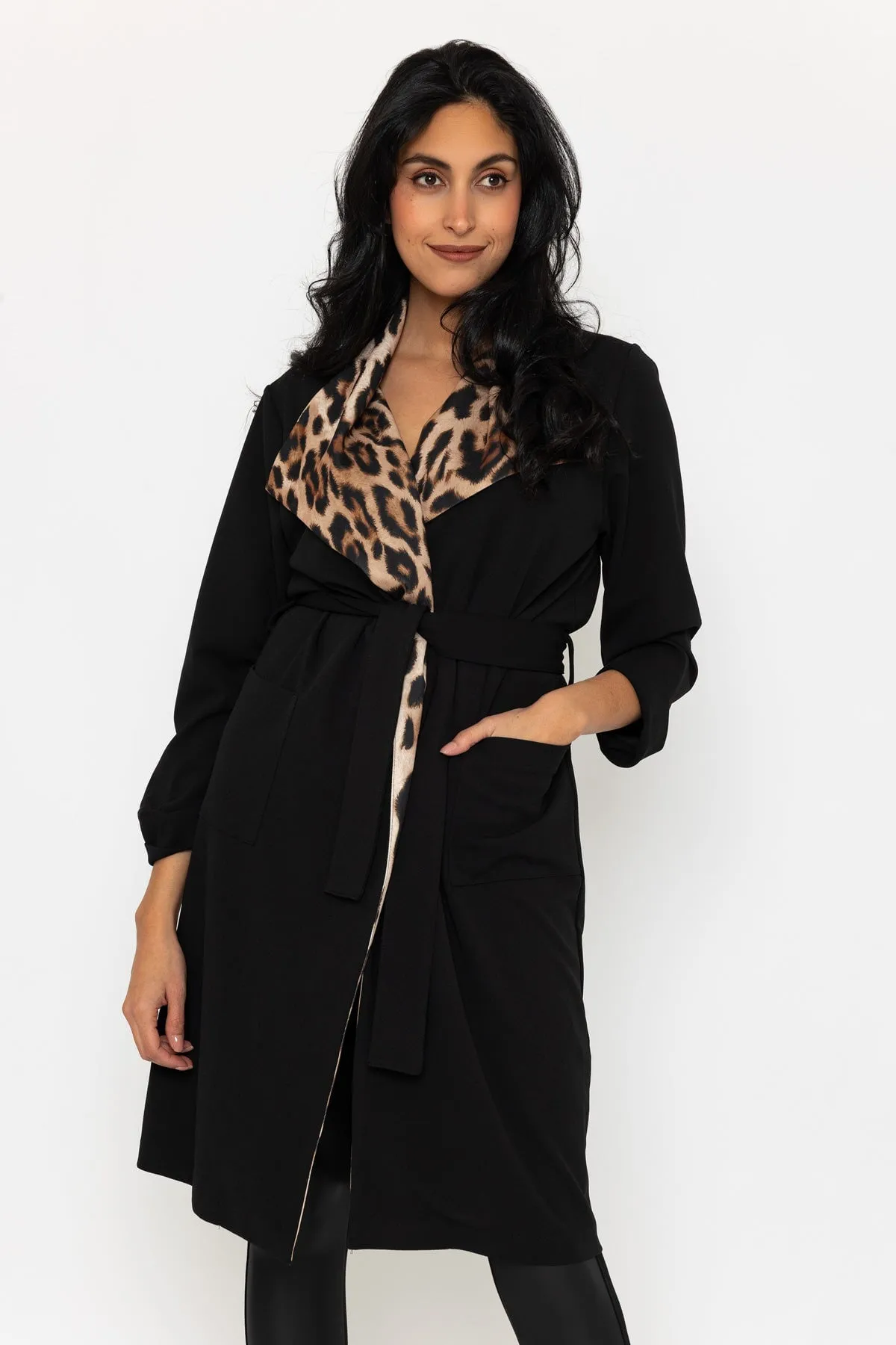 Leopard Print Collar Cover Up Coat