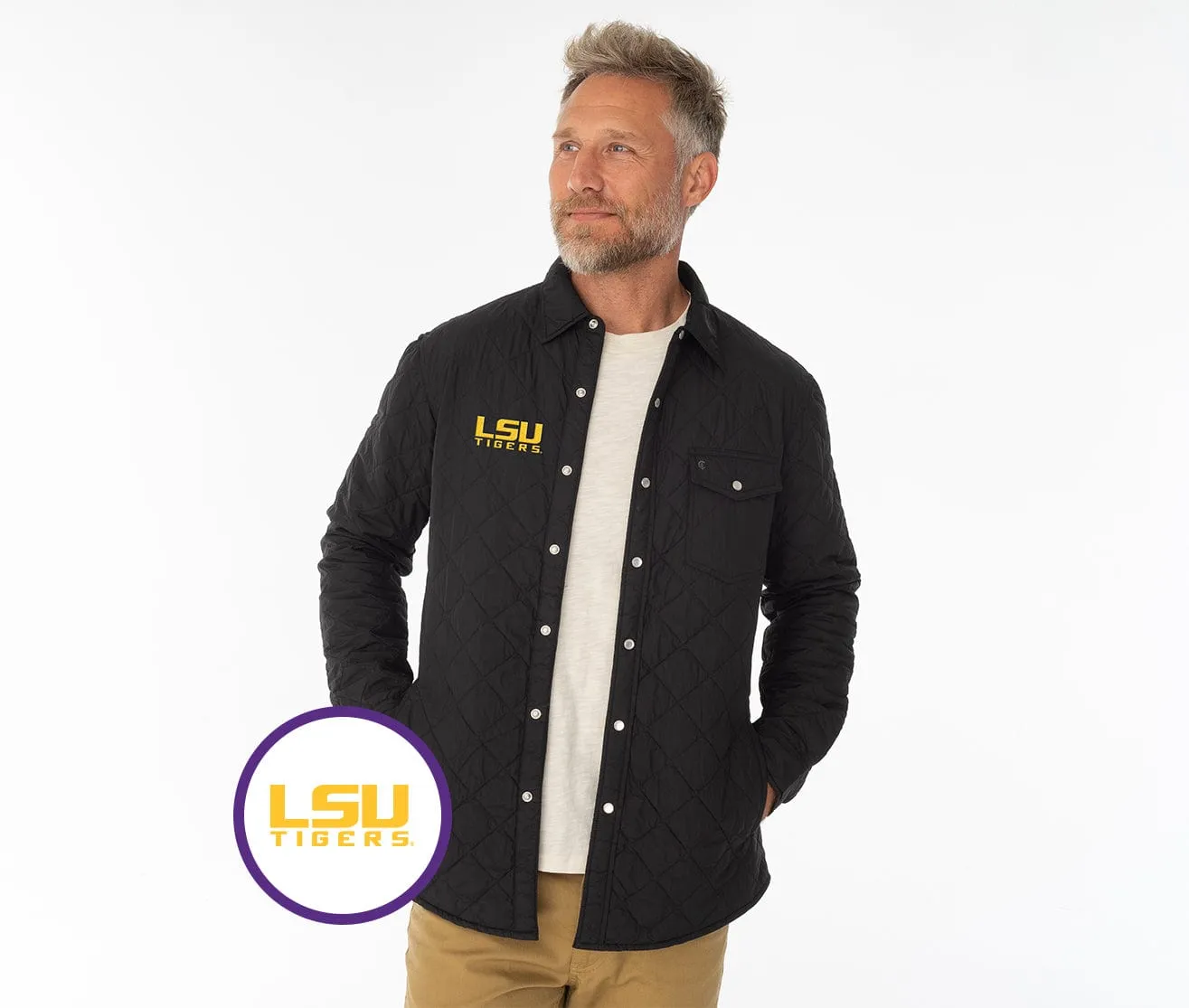 LSU - Quilted Shacket - LSU - Black