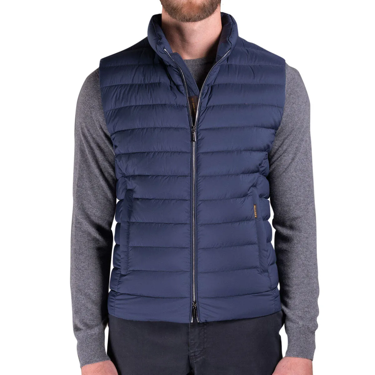 Moorer Indigo Blue 'Calaf' Down Filled Gilet