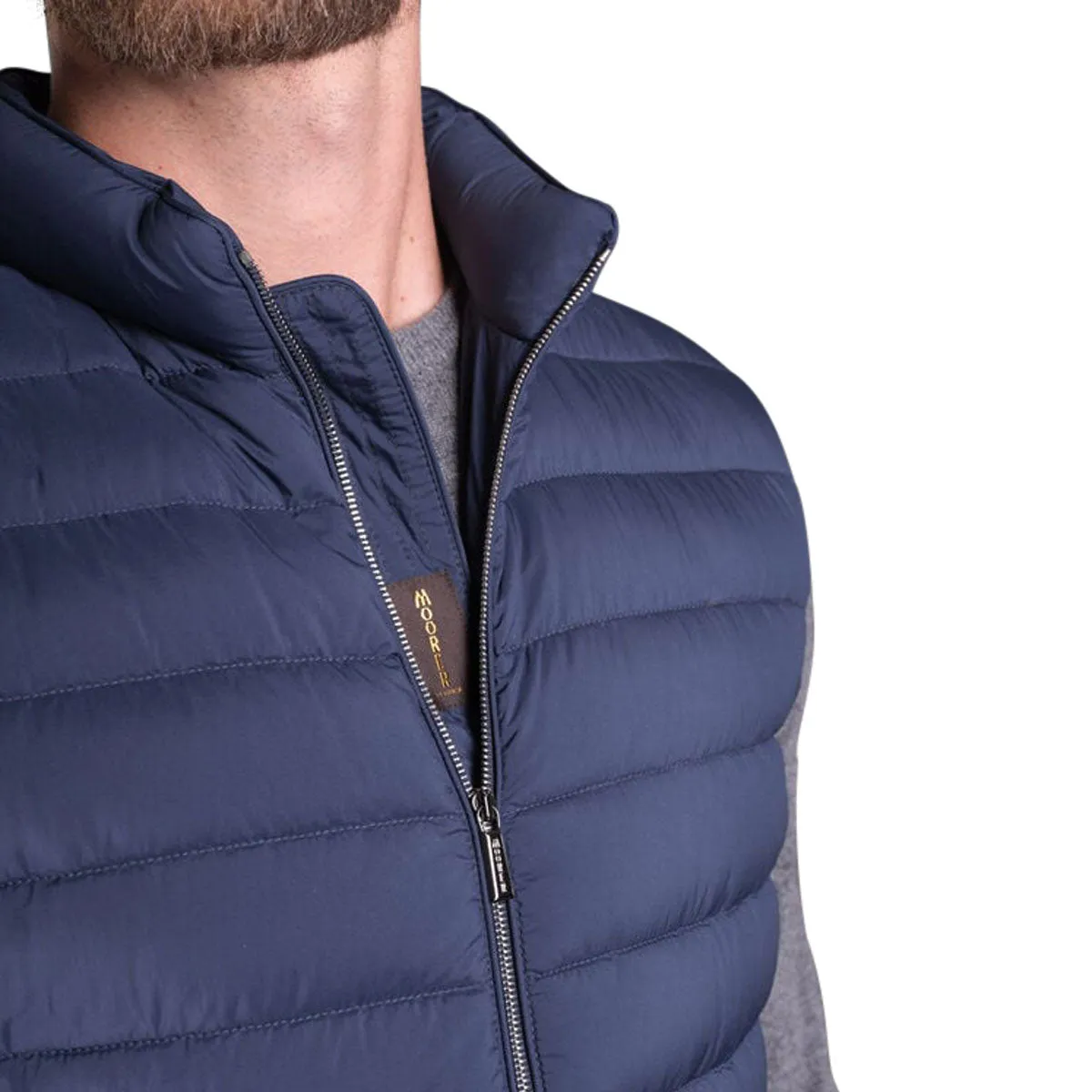 Moorer Indigo Blue 'Calaf' Down Filled Gilet