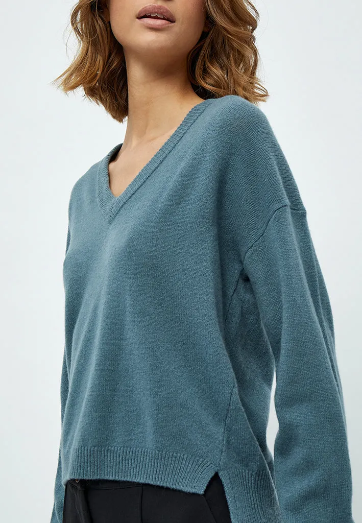 MSMajsa V- Neck Knit Pullover - Sea Mist