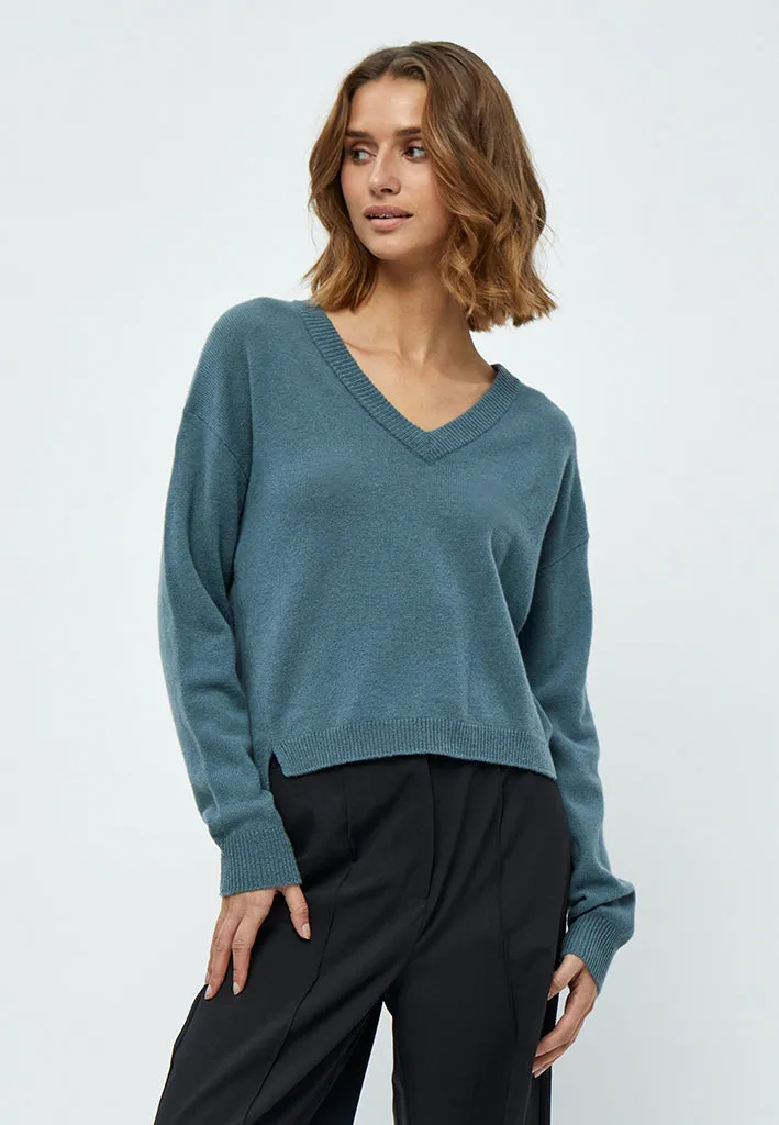 MSMajsa V- Neck Knit Pullover - Sea Mist