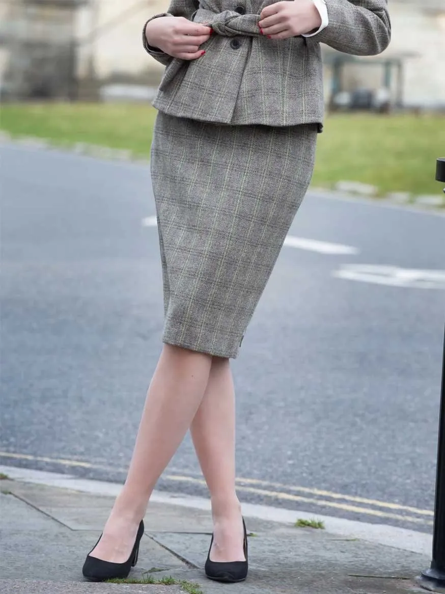 Natural Tweed Wool Grey Skirt