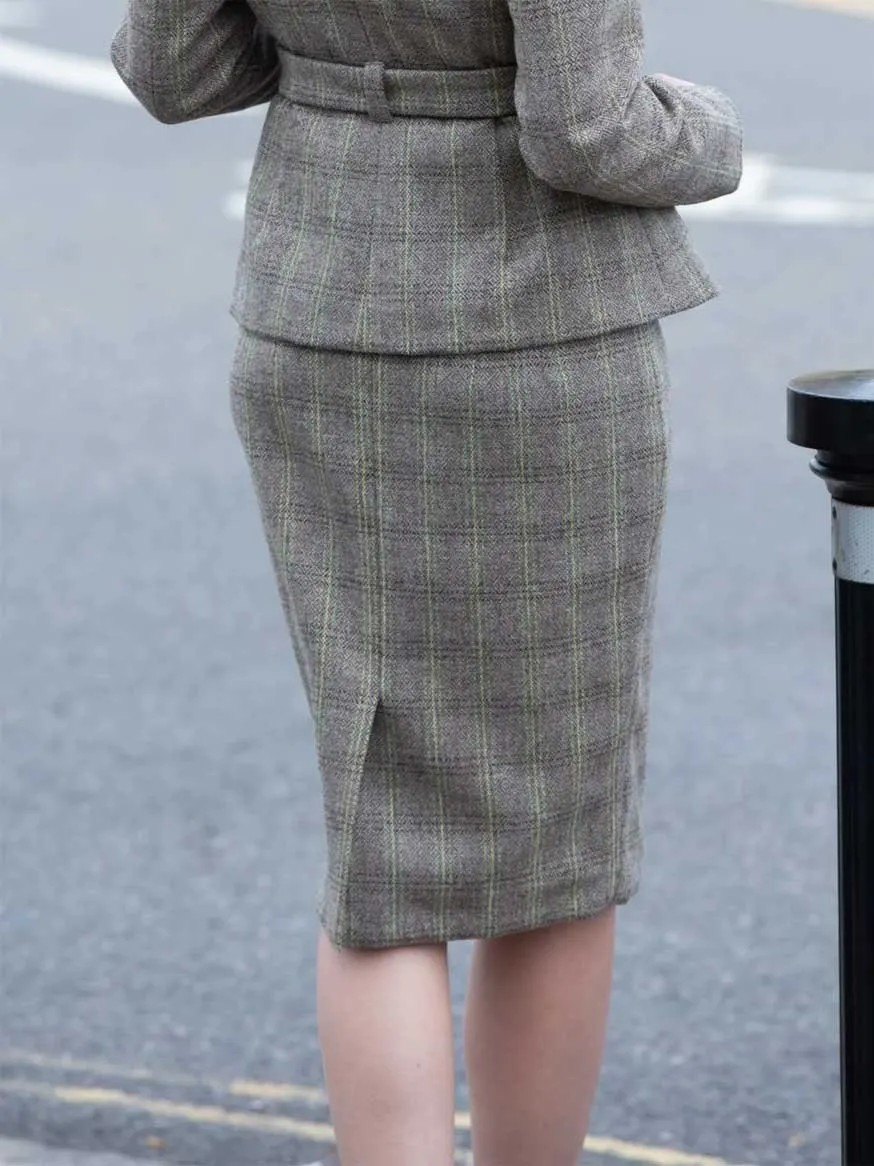 Natural Tweed Wool Grey Skirt