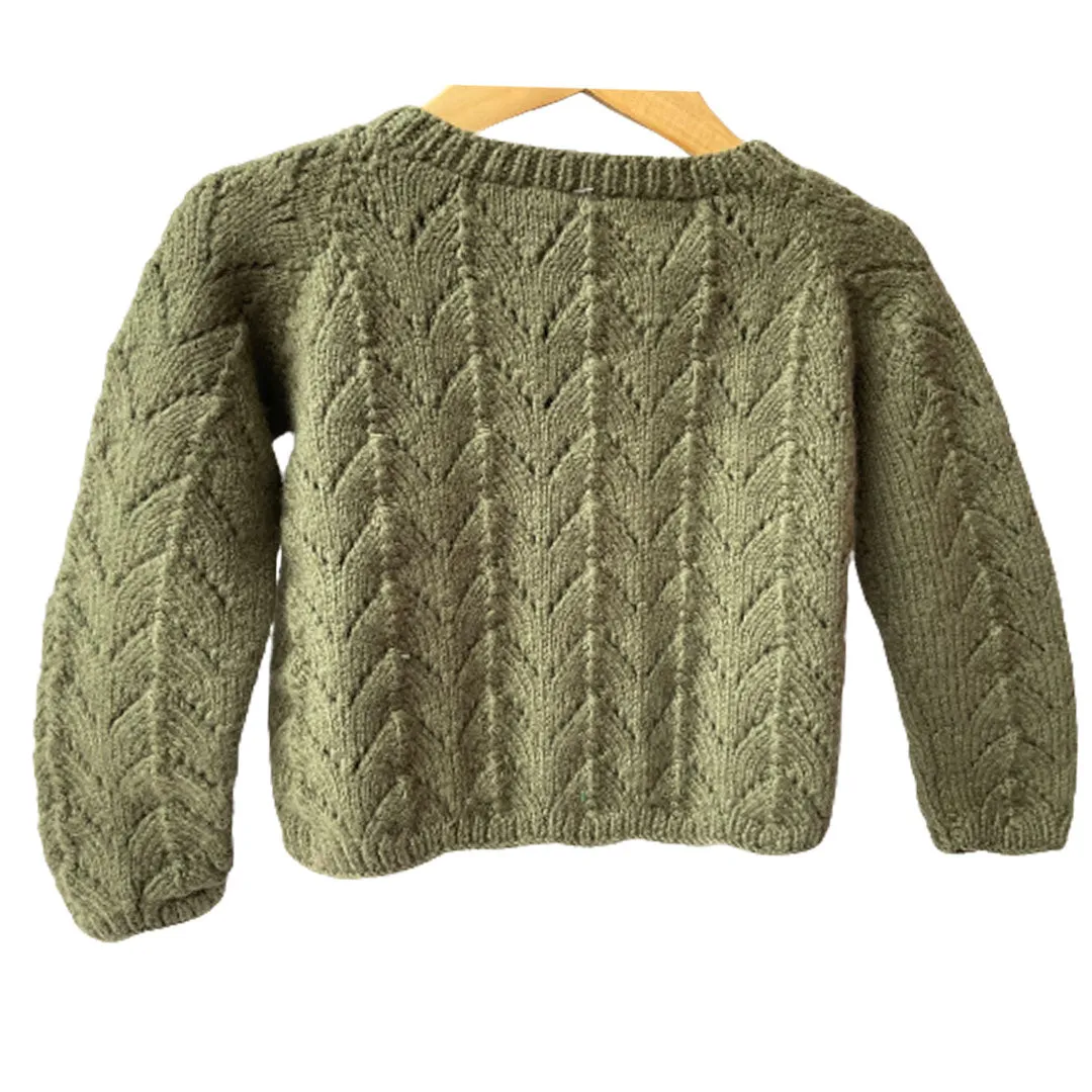 Organic Wool | Cardigan | Olive Green | Size- 18 Month