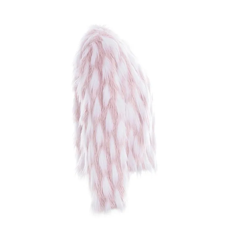 Pinky Feathered Faux Fur Coat