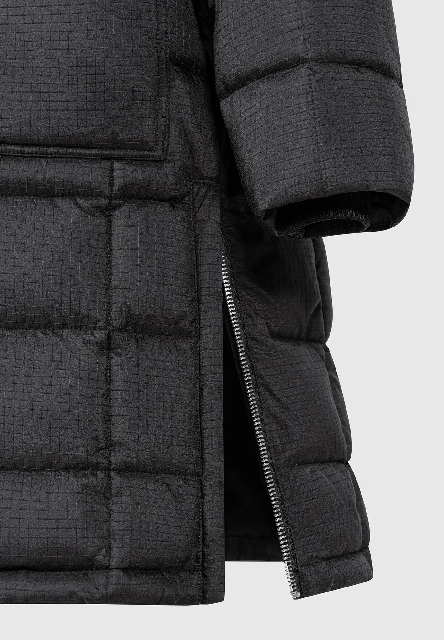 Quilted Longline Puffer Coat - Black