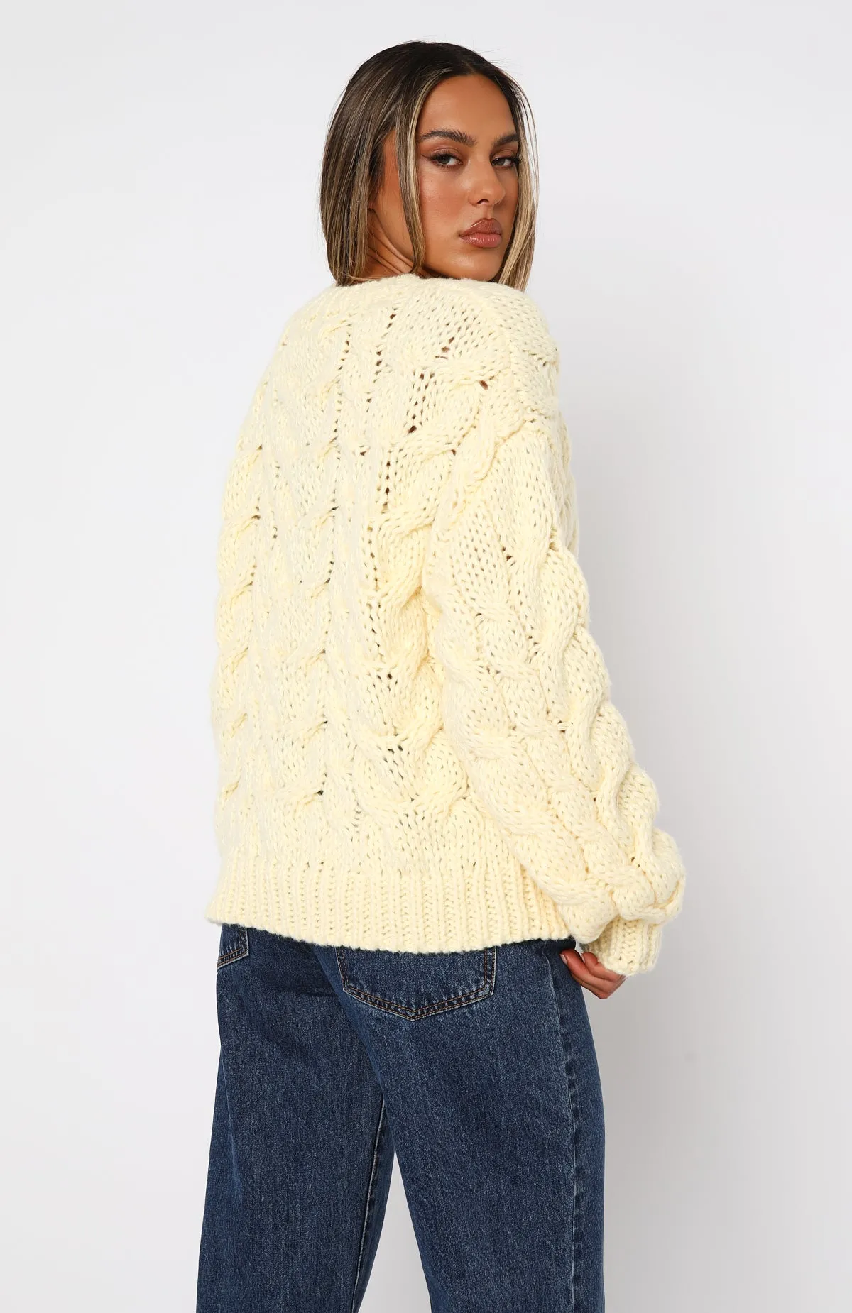 Real Feelings Oversized Knit Sweater Lemon