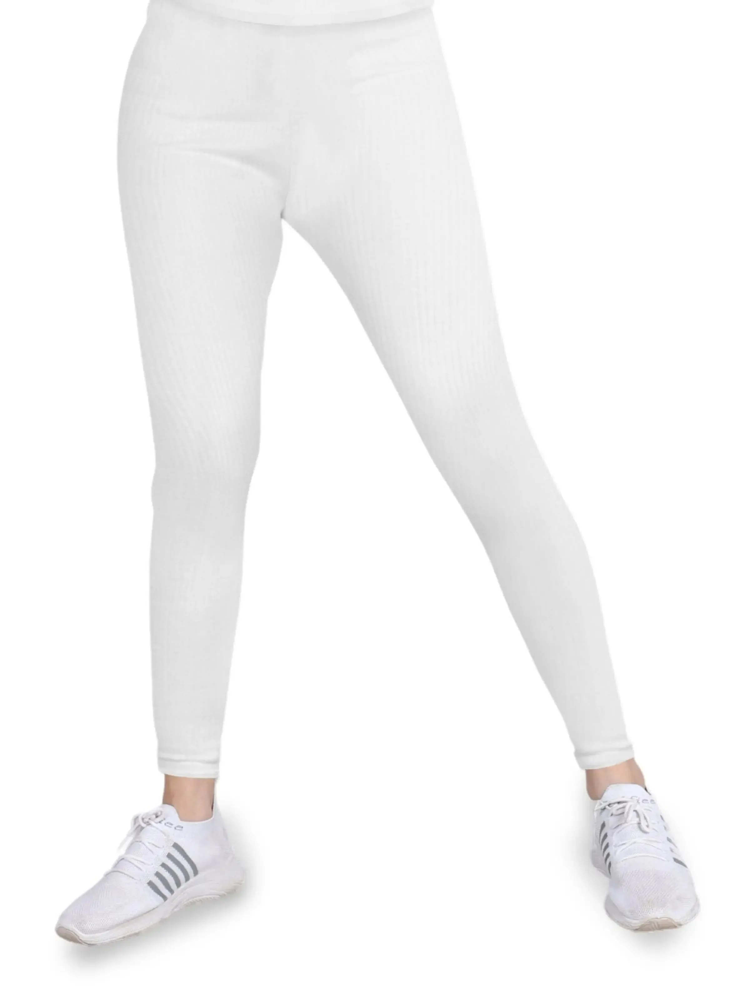 Regular Fit Warm Thermal Leggings | White Winterwear For Girls & Young Women | Set of 1