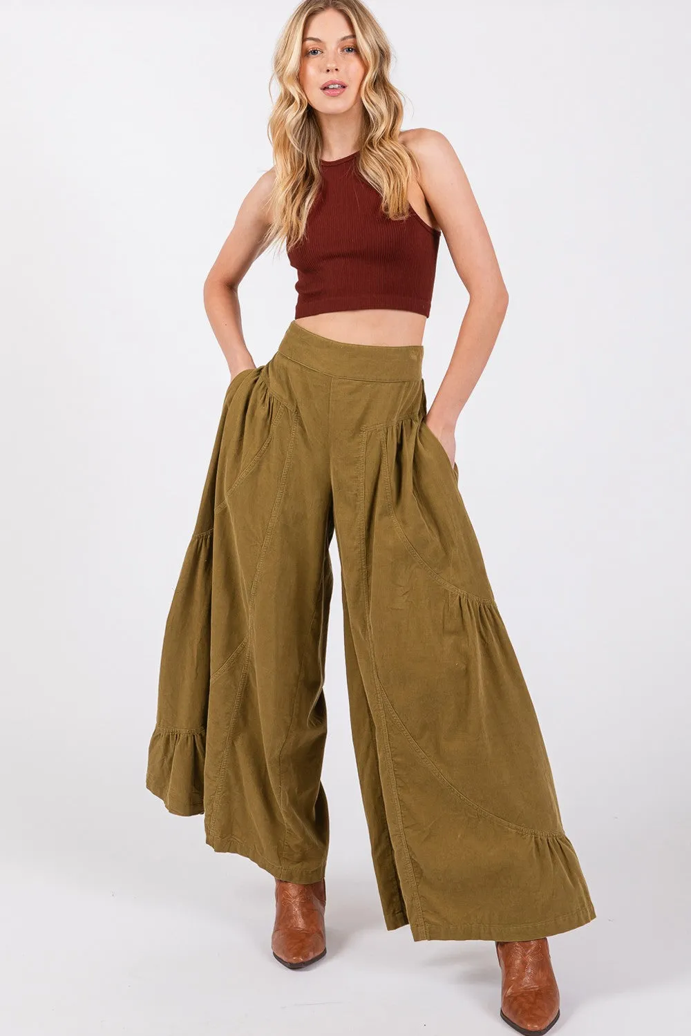 SAGE   FIG High Rise Corduroy Wide Leg Pants