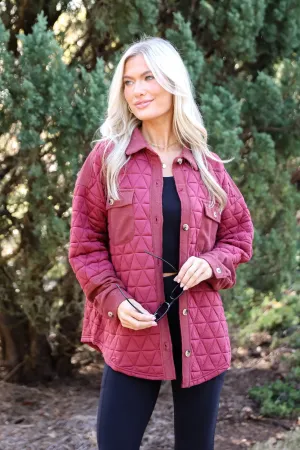 Seasonal Cuteness Brick Quilted Shacket - DOORBUSTER