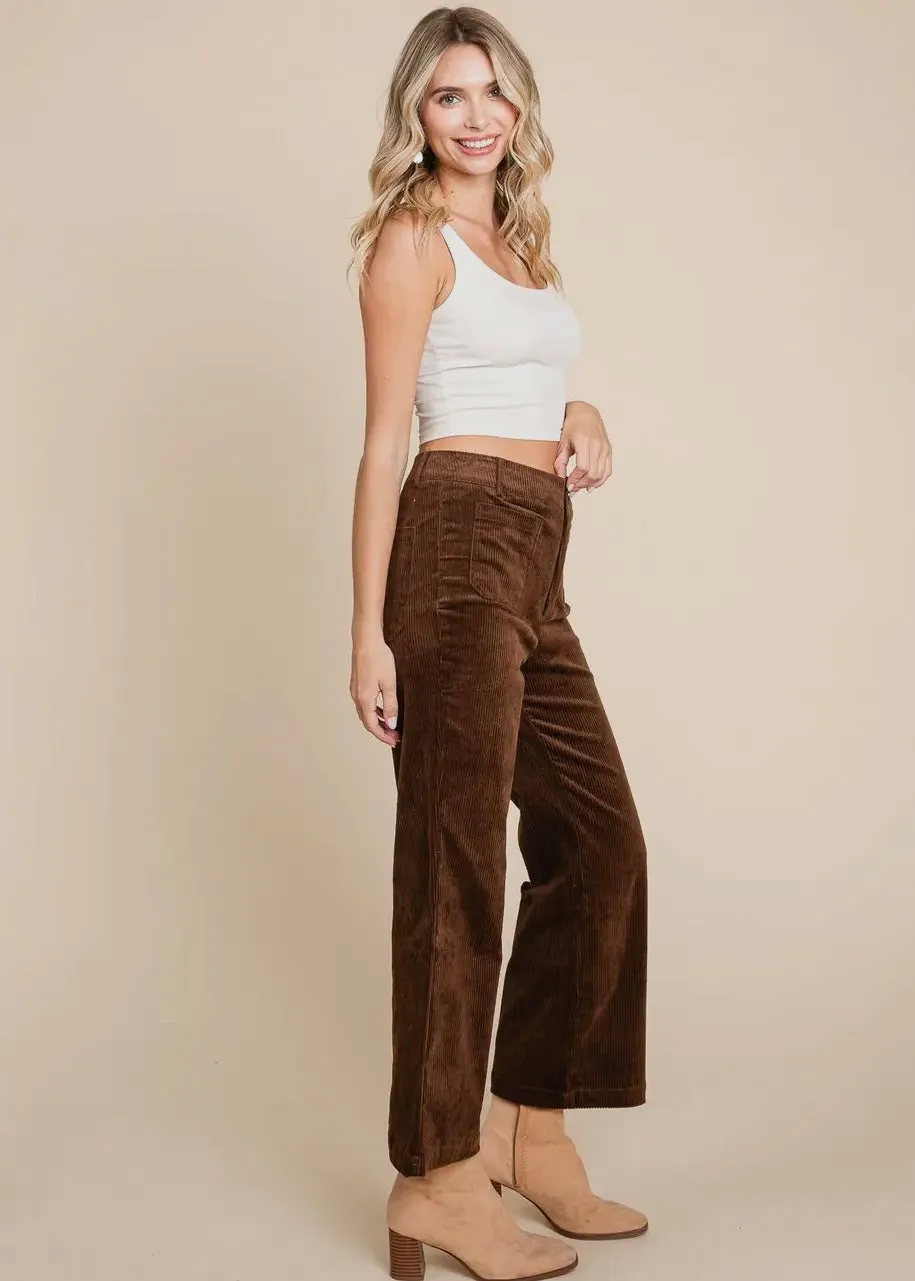 She Is The Moment Corduroy High Rise Pants in Coffee