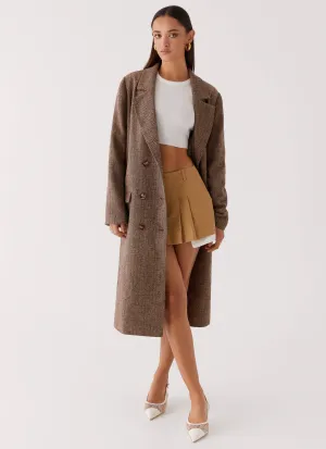 Since Way Back Longline Coat - Brown