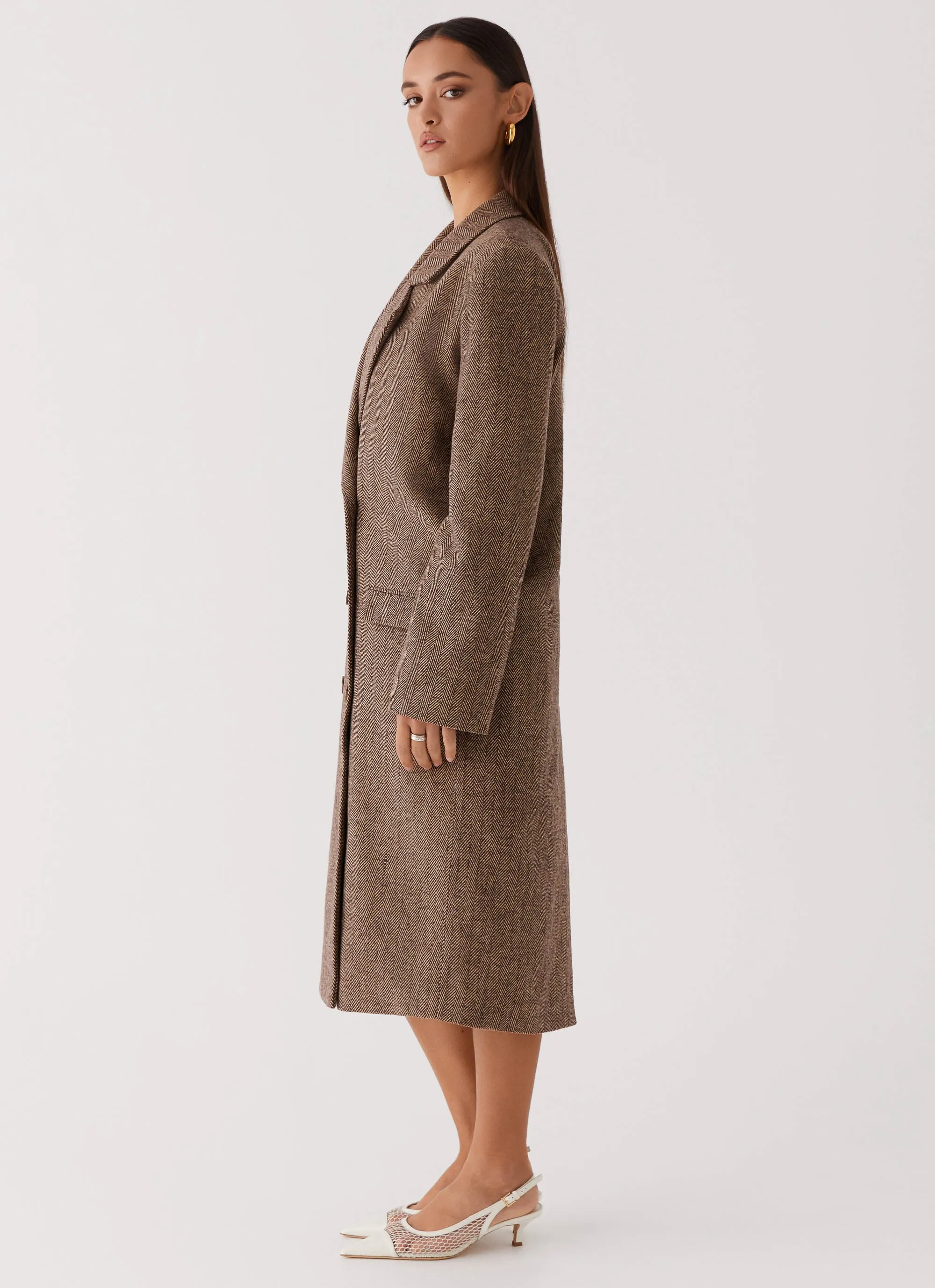 Since Way Back Longline Coat - Brown