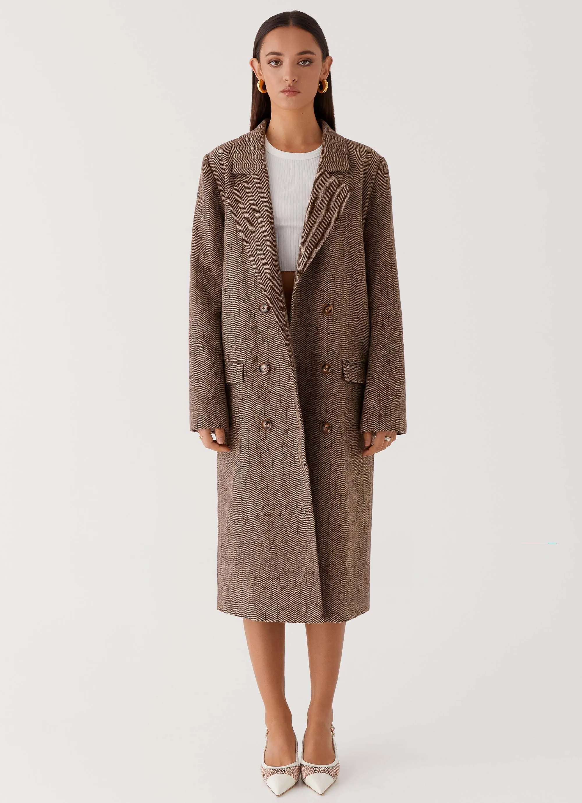 Since Way Back Longline Coat - Brown