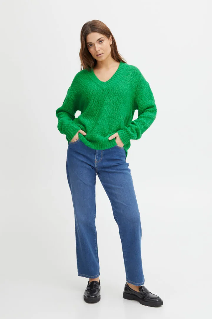 Sophia Wool/Alpaca Blend V-Neck Pullover - Fern Green