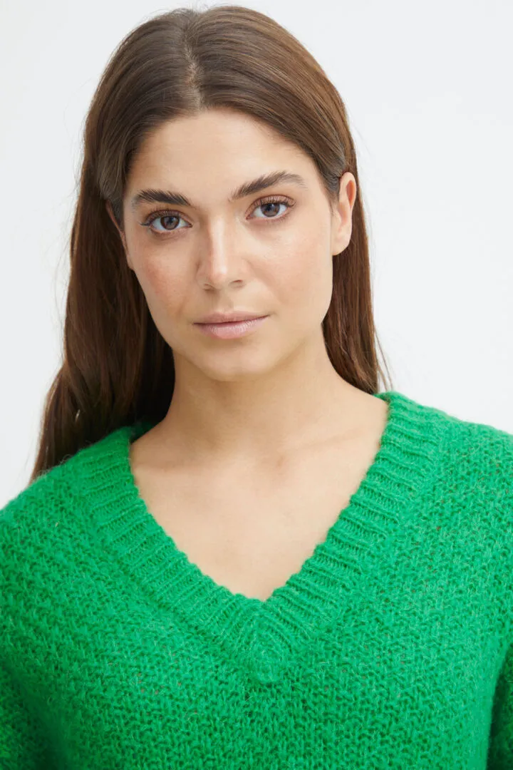 Sophia Wool/Alpaca Blend V-Neck Pullover - Fern Green