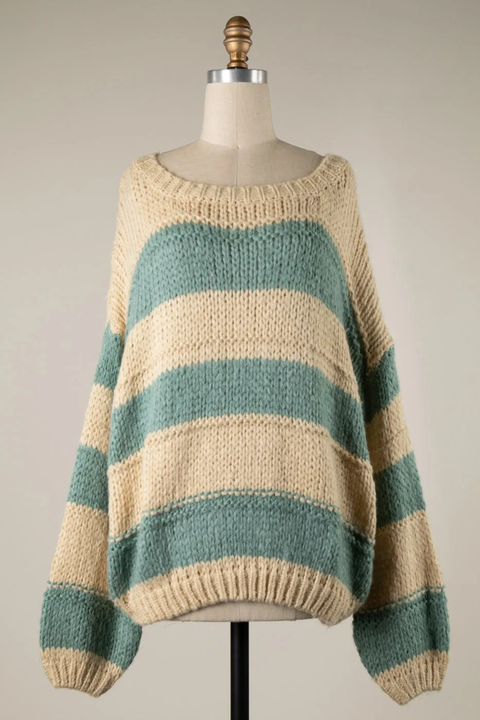 STRIPED OVERSIZED CABLE KNIT TUNIC 1 PACK