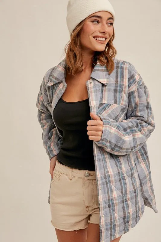 The Rancher Quilted Blue Plaid Snap Button Jacket