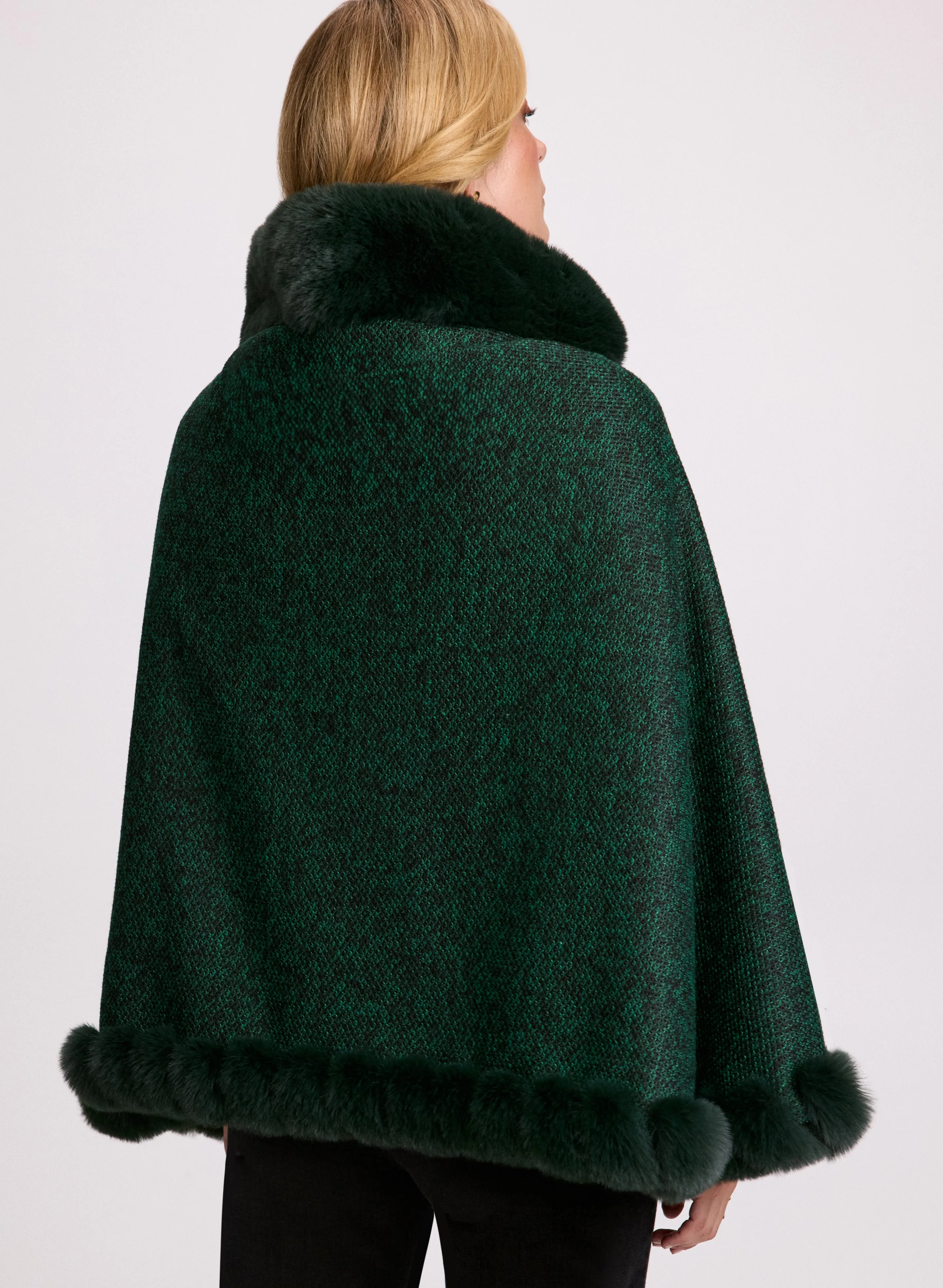 Twisted Faux Fur Poncho