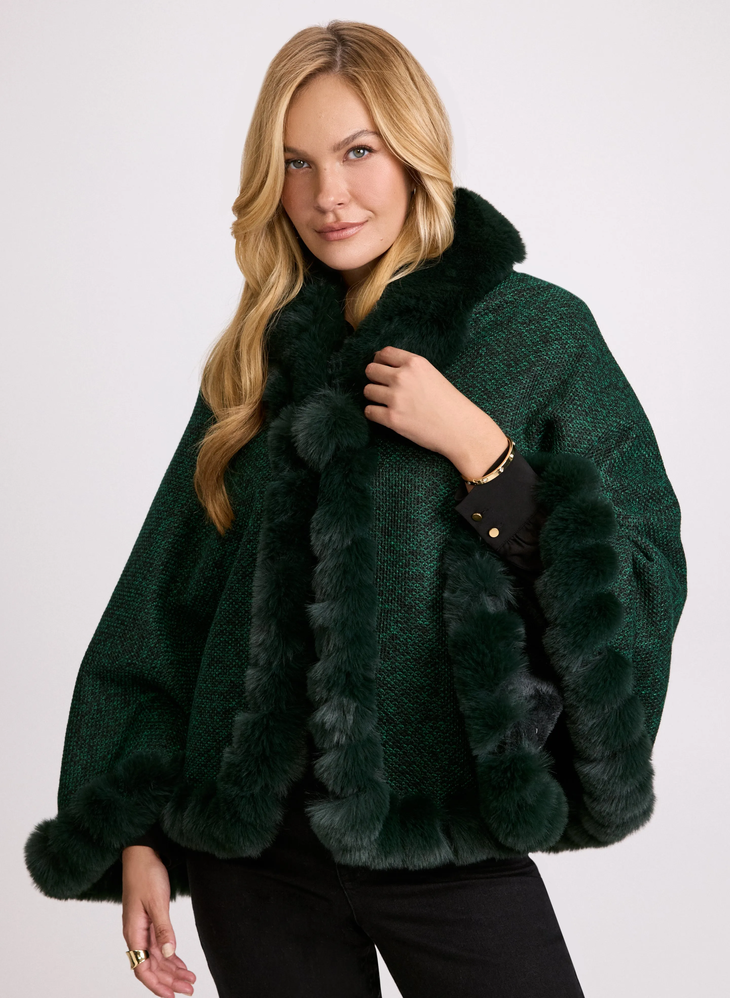 Twisted Faux Fur Poncho