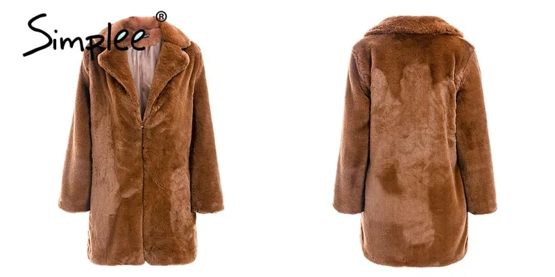 VenusFox Elegant faux fur teddy coat plus size