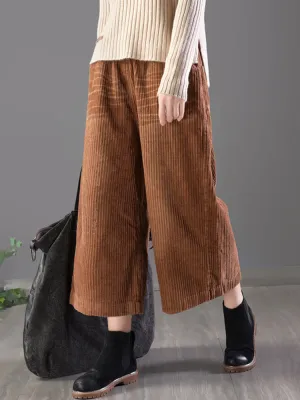 Women Thick Corduroy Wide Leg Pants